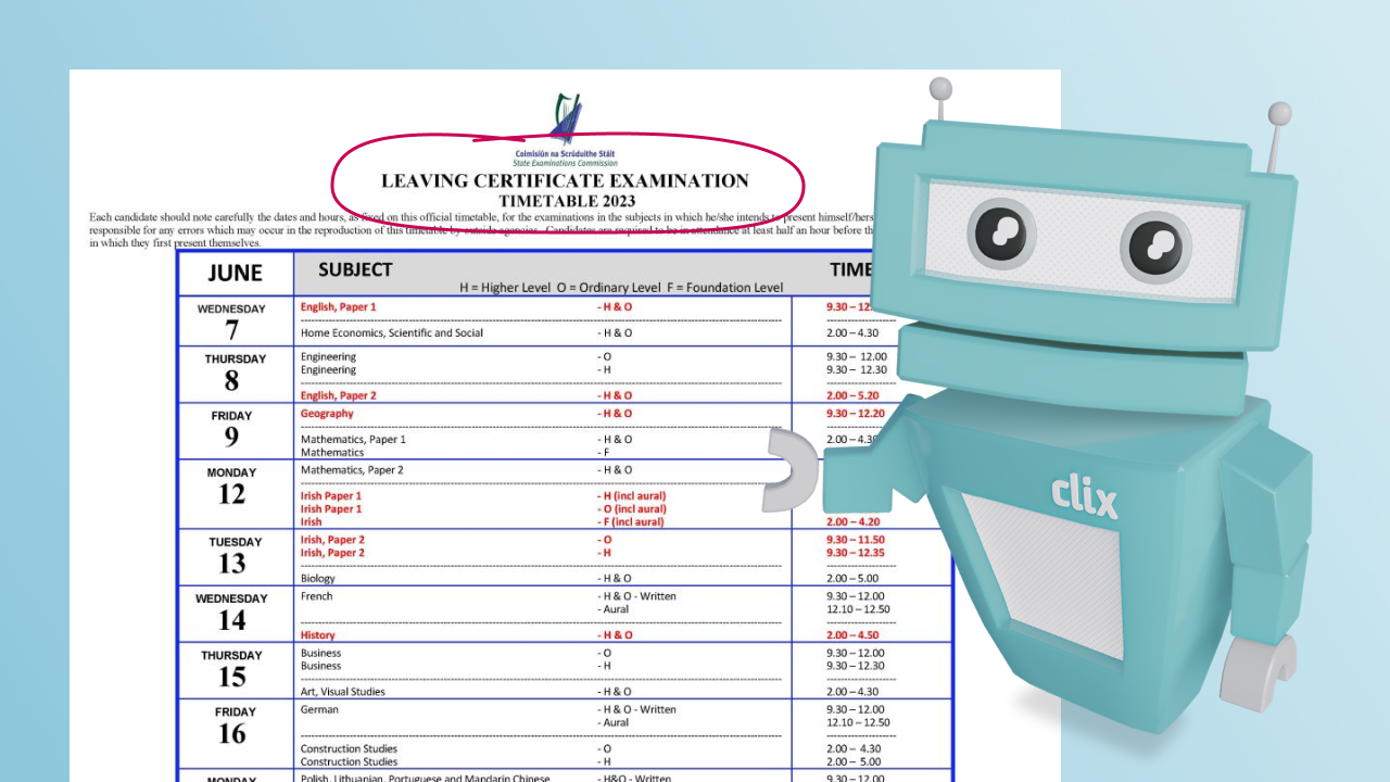 the-leaving-cert-timetable-2023